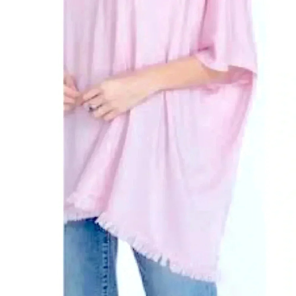 Johnny Was Beachy Boho Flowy Pale Pink Poncho